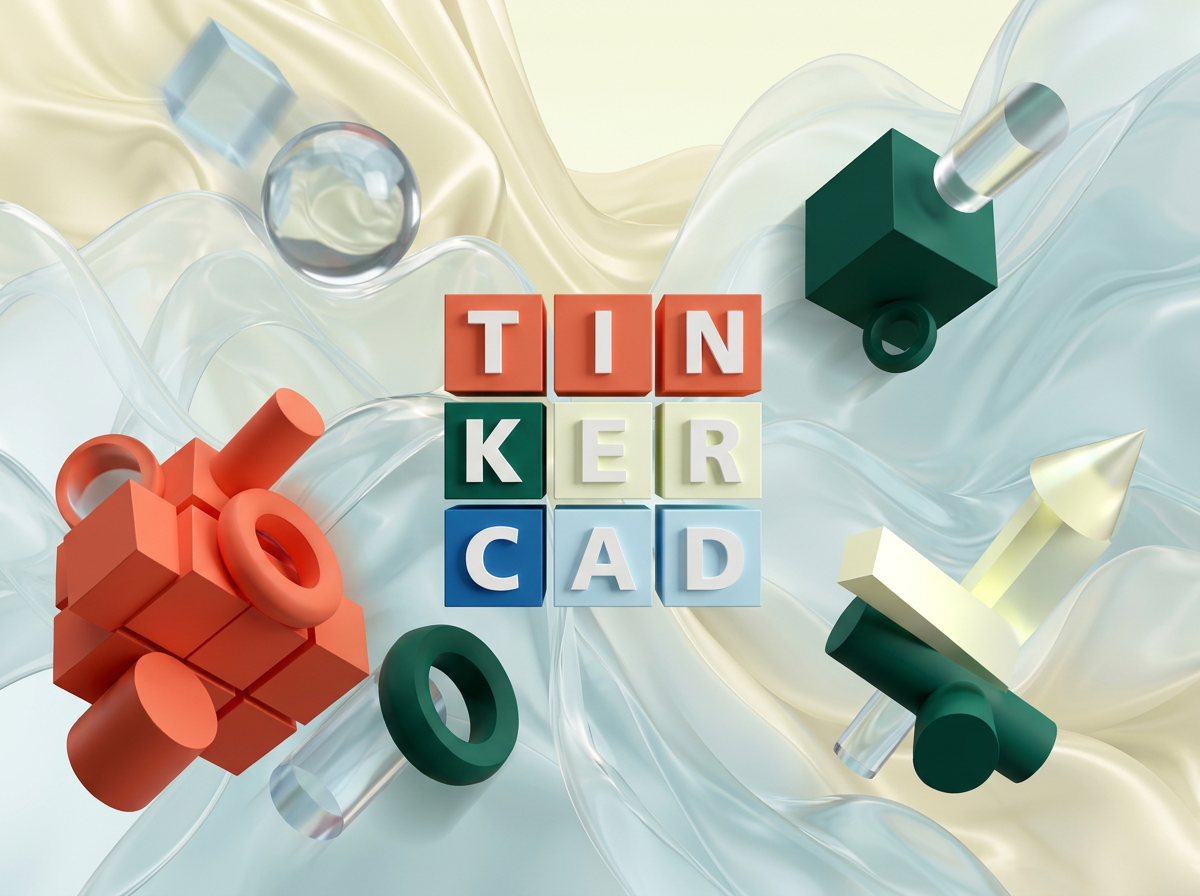AI Design for на этом фоне создай 3д фигурки на тему 3д моделирование в Tinkercad. Фон менять нельзя.  Фигурки должны быть достаточно большими. Используй цвета EE6C4D 01524B D5F4FF FAFFDB

сделай модельки динамичными. Не делай никаких надписей. Все фигурки в стиле 3д рендера

ПО центру должна быть основная моделька. ПО бокам фигурки для придания динамики.

ПО центру поставь 3д логотип с картинки 2.