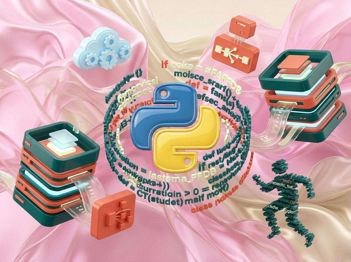 на этом фоне создай 3д фигурки на тему Backend-мастер: Python. Фон менять нельзя. Фигурки должны быть достаточно большими. Используй цвета EE6C4D 01524B D5F4FF FAFFDB
сделай модельки динамичными. Не делай никаких надписей. Все фигурки в стиле 3д рендера
ПО центру должна быть основная моделька. ПО бокам фигурки для придания динамики.
по центру логотип питона В ОРИГИНАЛЬНЫХ ЦВЕТАХ. по бокам - строки кода, бд