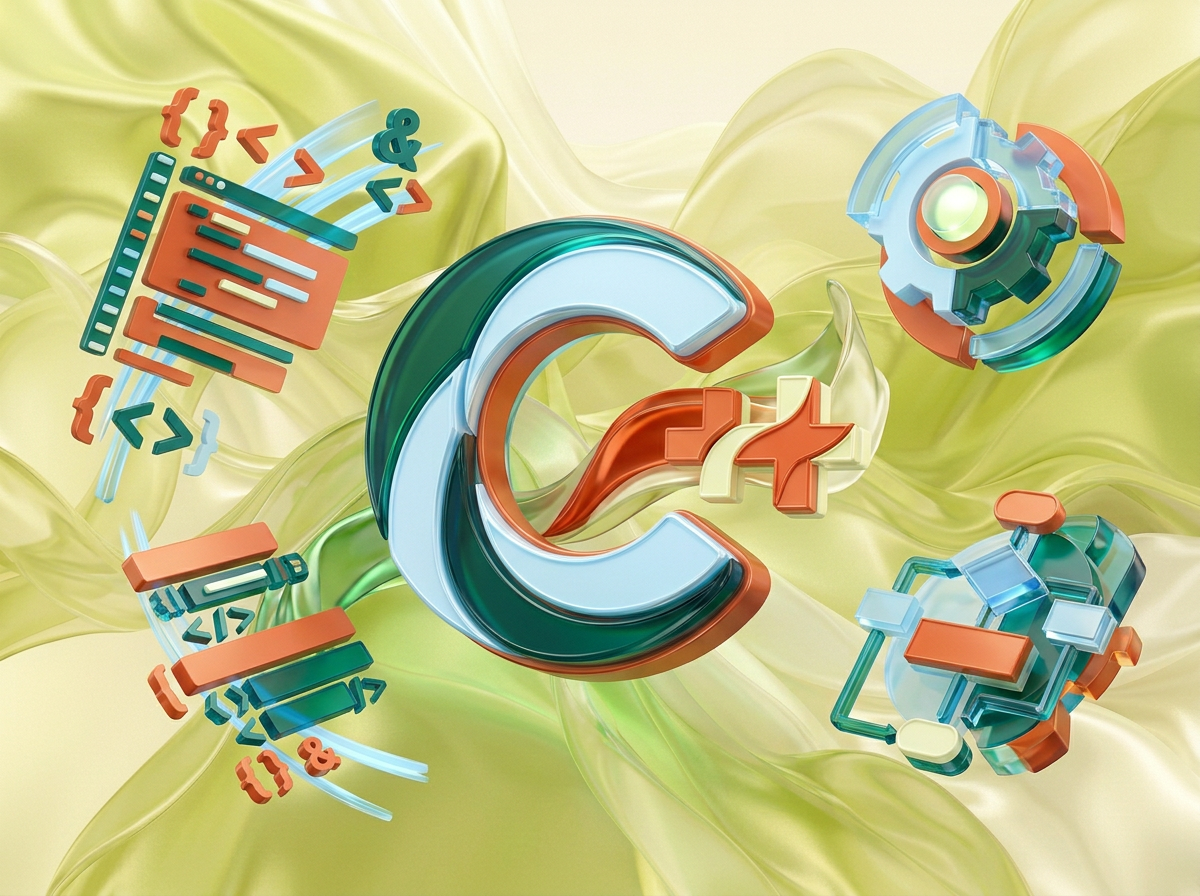 AI Design for на этом фоне создай 3д фигурки на тему программирование на C++. Фон менять нельзя. Фигурки должны быть достаточно большими. Используй цвета EE6C4D 01524B D5F4FF FAFFDB
сделай модельки динамичными. Не делай никаких надписей. Все фигурки в стиле 3д рендера
ПО центру должна быть основная моделька. ПО бокам фигурки для придания динамики.
по середие логотип С++, по бокам иконки связанные с прогой и кодом