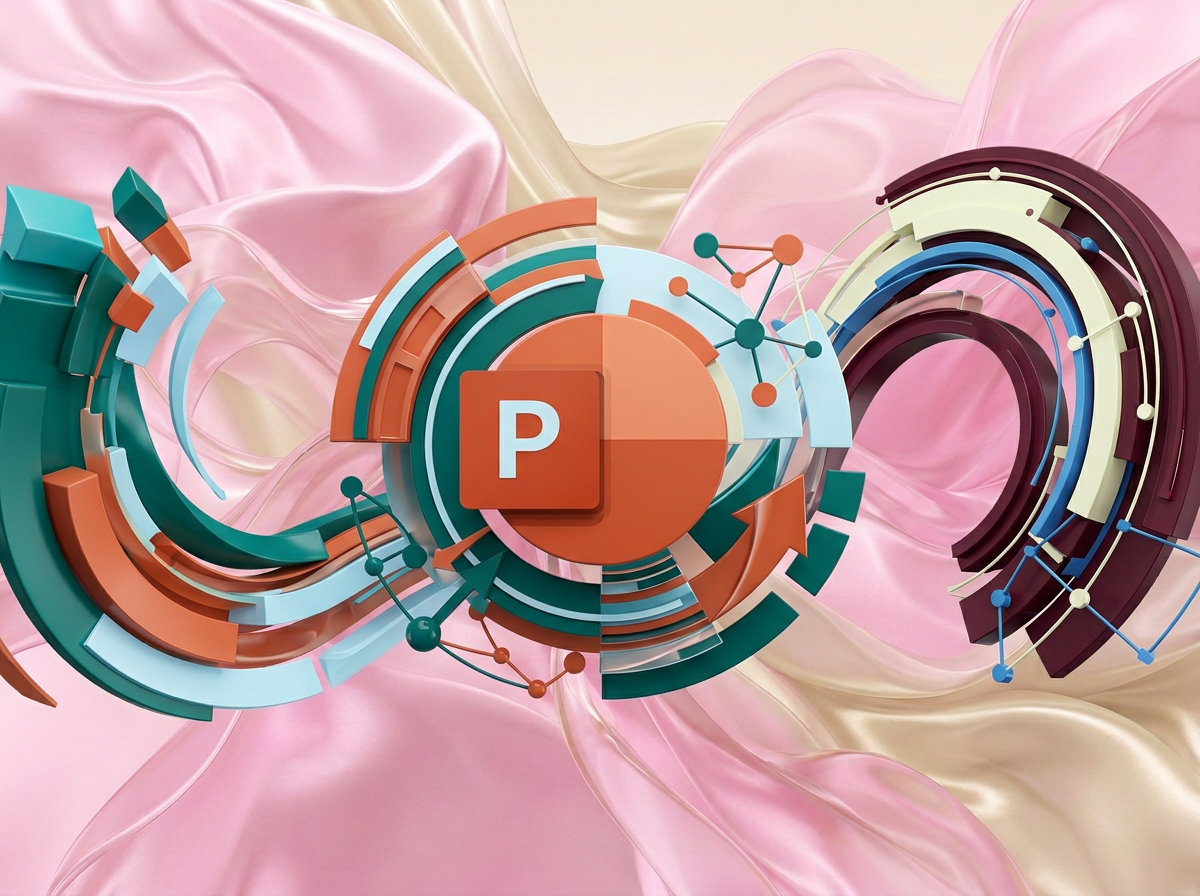 на этом фоне создай 3д фигурки на тему PowerPoint будущего. Фон менять нельзя.  Фигурки должны быть достаточно большими. Используй цвета EE6C4D 01524B D5F4FF FAFFDB 5D2334

сделай модельки динамичными. Не делай никаких надписей. Все фигурки в стиле 3д рендера

ПО центру должна быть основная моделька. ПО бокам фигурки для придания динамики.

ПО центру поставь логотип павер поинта. по бокам - элементы дизайна