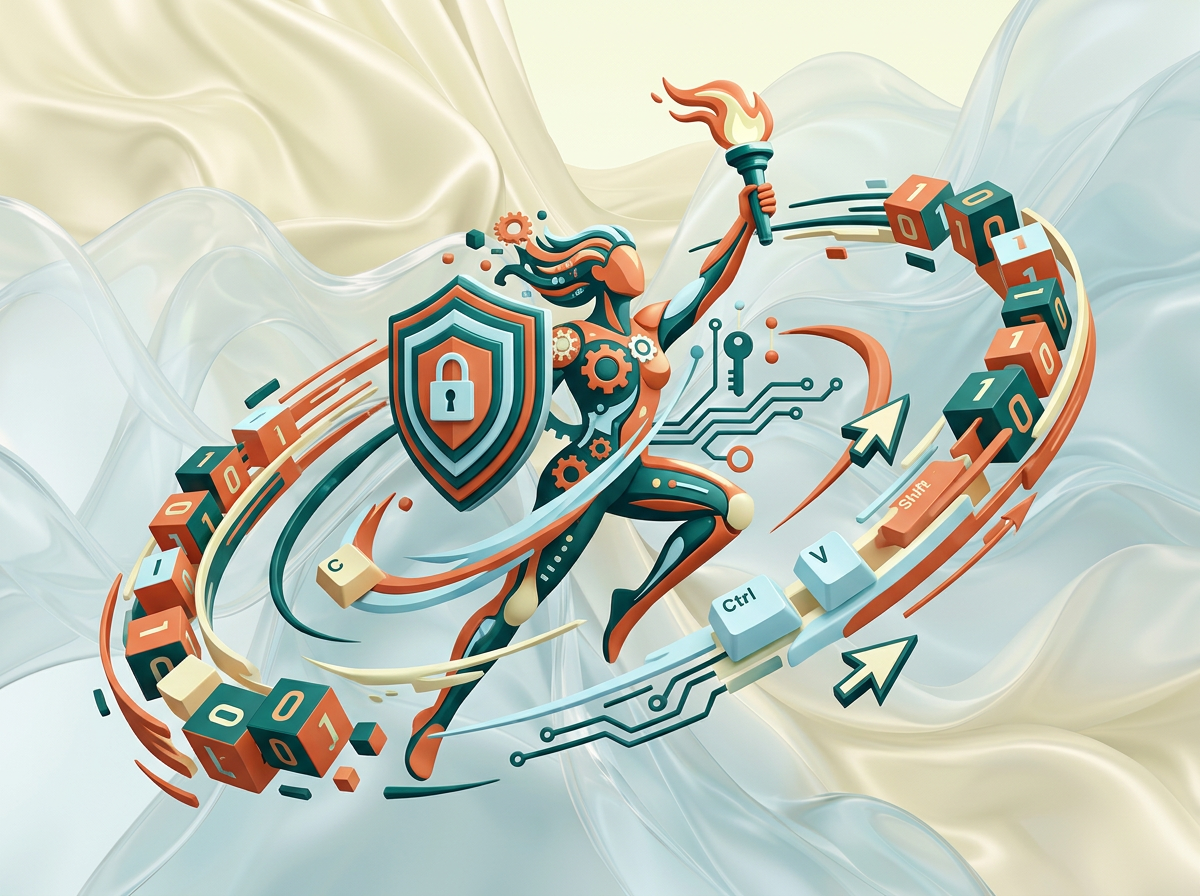 AI Design for на этом фоне создай 3д фигурки на тему Компьютерная грамотность.  Фигурки должны быть достаточно большими. Используй цвета EE6C4D 01524B D5F4FF FAFFDB

сделай модельки динамичными. Не делай никаких надписей

Основная фигурка должна быть по центру. Вокруг нее элементы для придания динамики.