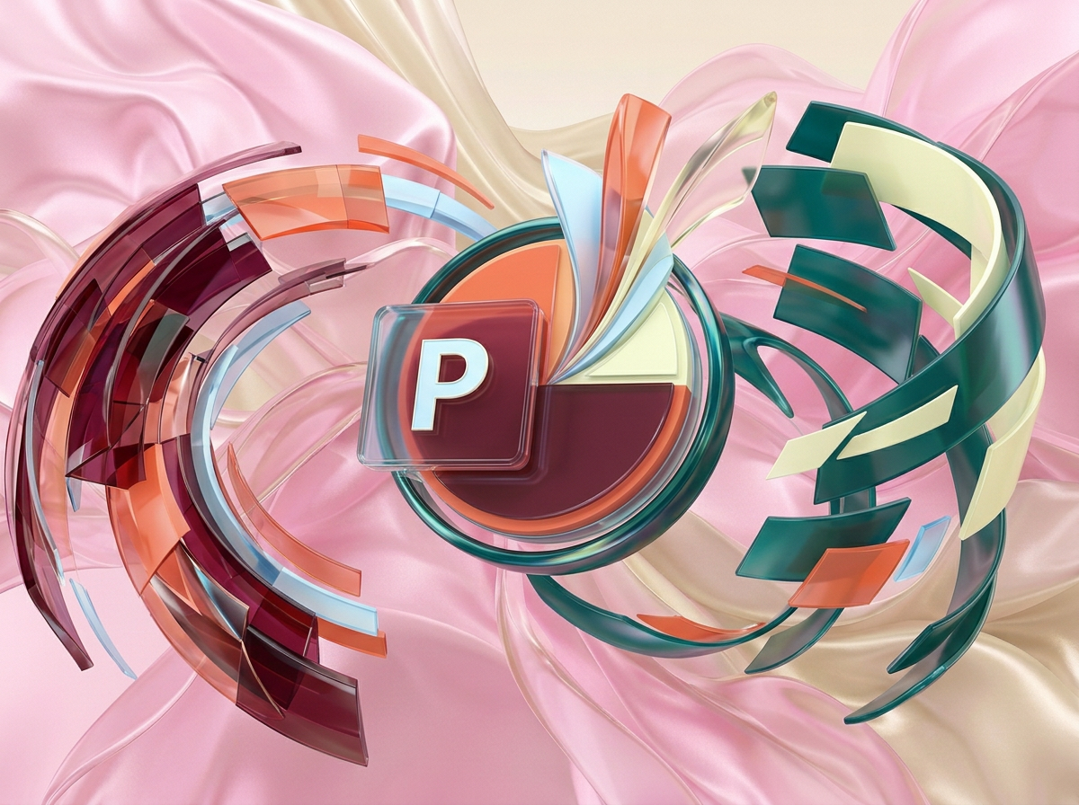на этом фоне создай 3д фигурки на тему PowerPoint будущего. Фон менять нельзя.  Фигурки должны быть достаточно большими. Используй цвета EE6C4D 01524B D5F4FF FAFFDB 5D2334

сделай модельки динамичными. Не делай никаких надписей. Все фигурки в стиле 3д рендера

ПО центру должна быть основная моделька. ПО бокам фигурки для придания динамики.

ПО центру поставь логотип павер поинта. по бокам - элементы дизайна