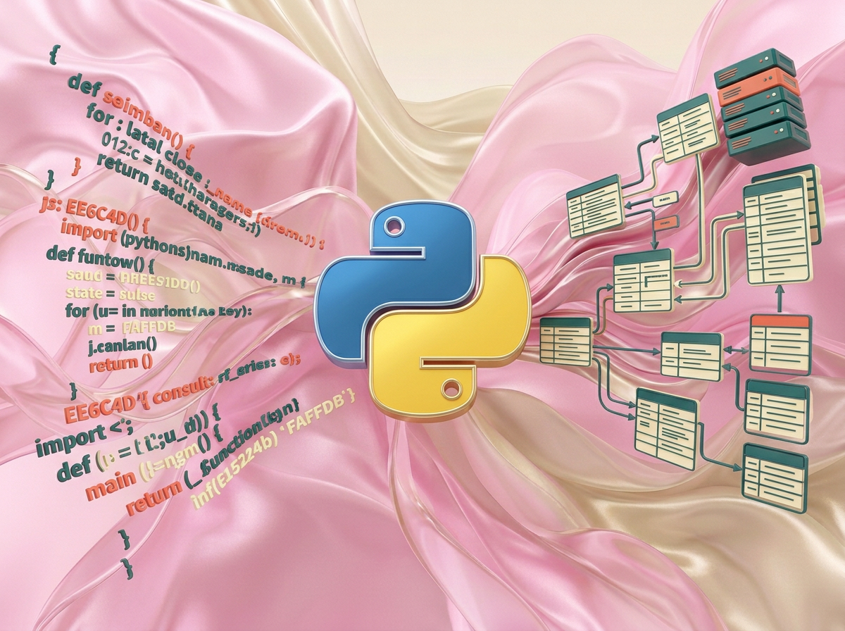 на этом фоне создай 3д фигурки на тему Backend-мастер: Python. Фон менять нельзя. Фигурки должны быть достаточно большими. Используй цвета EE6C4D 01524B D5F4FF FAFFDB
сделай модельки динамичными. Не делай никаких надписей. Все фигурки в стиле 3д рендера
ПО центру должна быть основная моделька. ПО бокам фигурки для придания динамики.
по центру логотип питона В ОРИГИНАЛЬНЫХ ЦВЕТАХ. по бокам - строки кода, бд