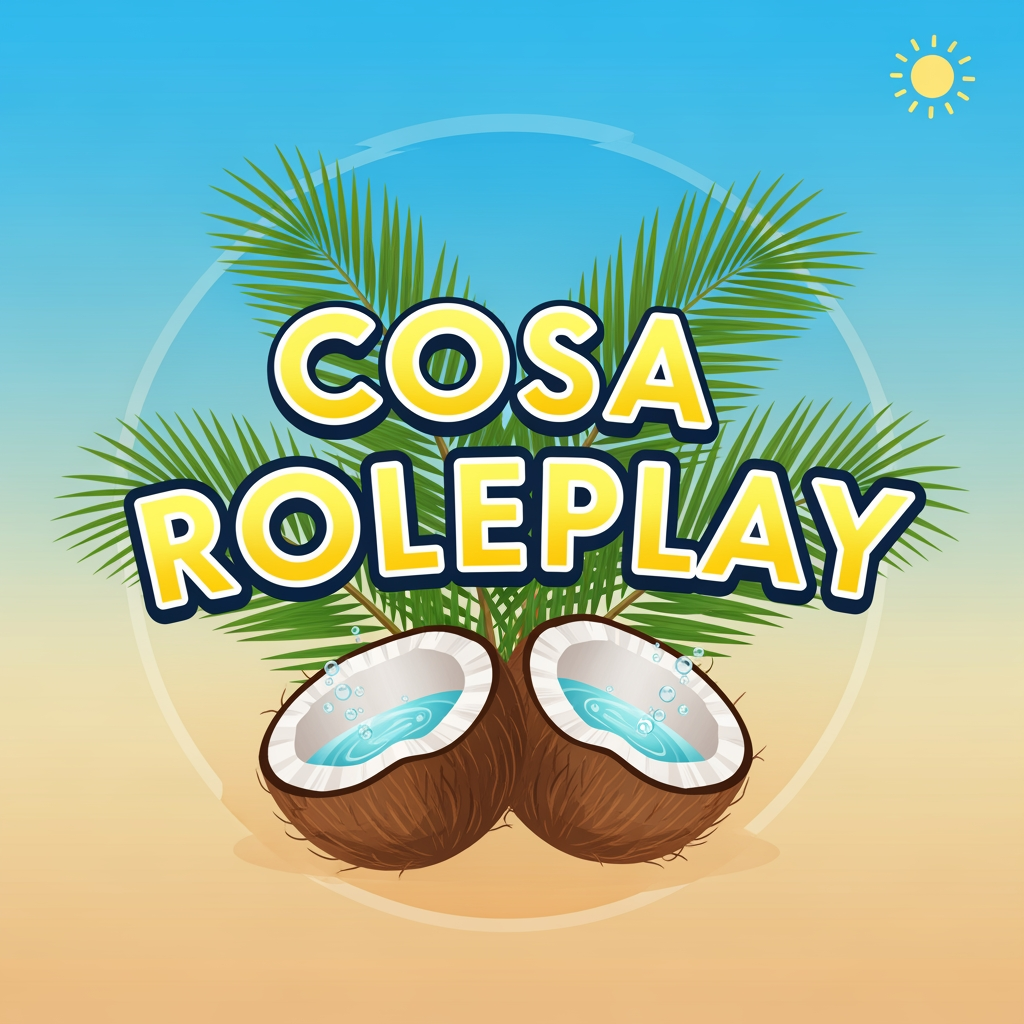 AI Design for A fivem 96x96 logo hitting like summer with coconuts and logo name Cosa Roleplay