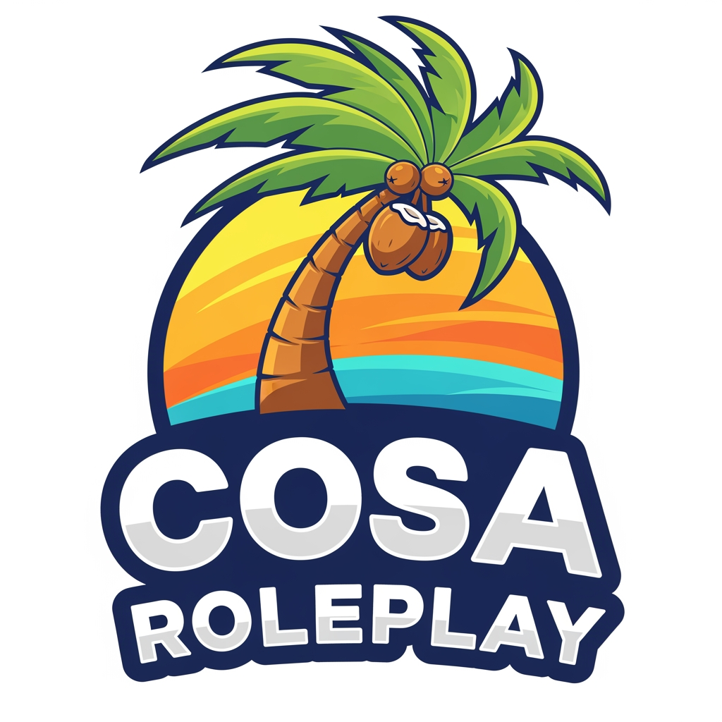 AI Design for A fivem 96x96 logo hitting like summer with coconuts and logo name Cosa Roleplay