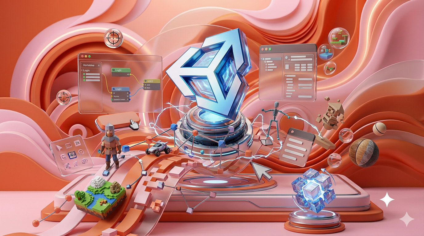 AI Design for Сгенерируй заставку для курса " Unity. Разработка игр с нуля".
Заставка 3д, без названия, с 3д графическими элементами. по теме курса.
Заставка должна быть динамичной с 3д логотипом курса
Картинку используй как референс но нарисуй ПОЛНОСТЬЮ новую заставку. Сделай ее в цветах с референса (именно фон)
Измени ПОЛНОСТЬЮ визуал, а не просто логотип