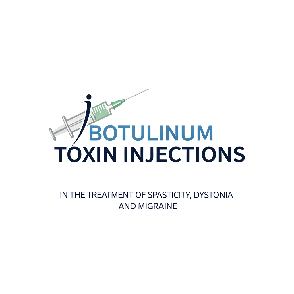 AI Design for I want a logo for this: Botulinum Toxin Injections in the Treatment of Spasticity, Dystonia and Migraine, i want to put a syringe