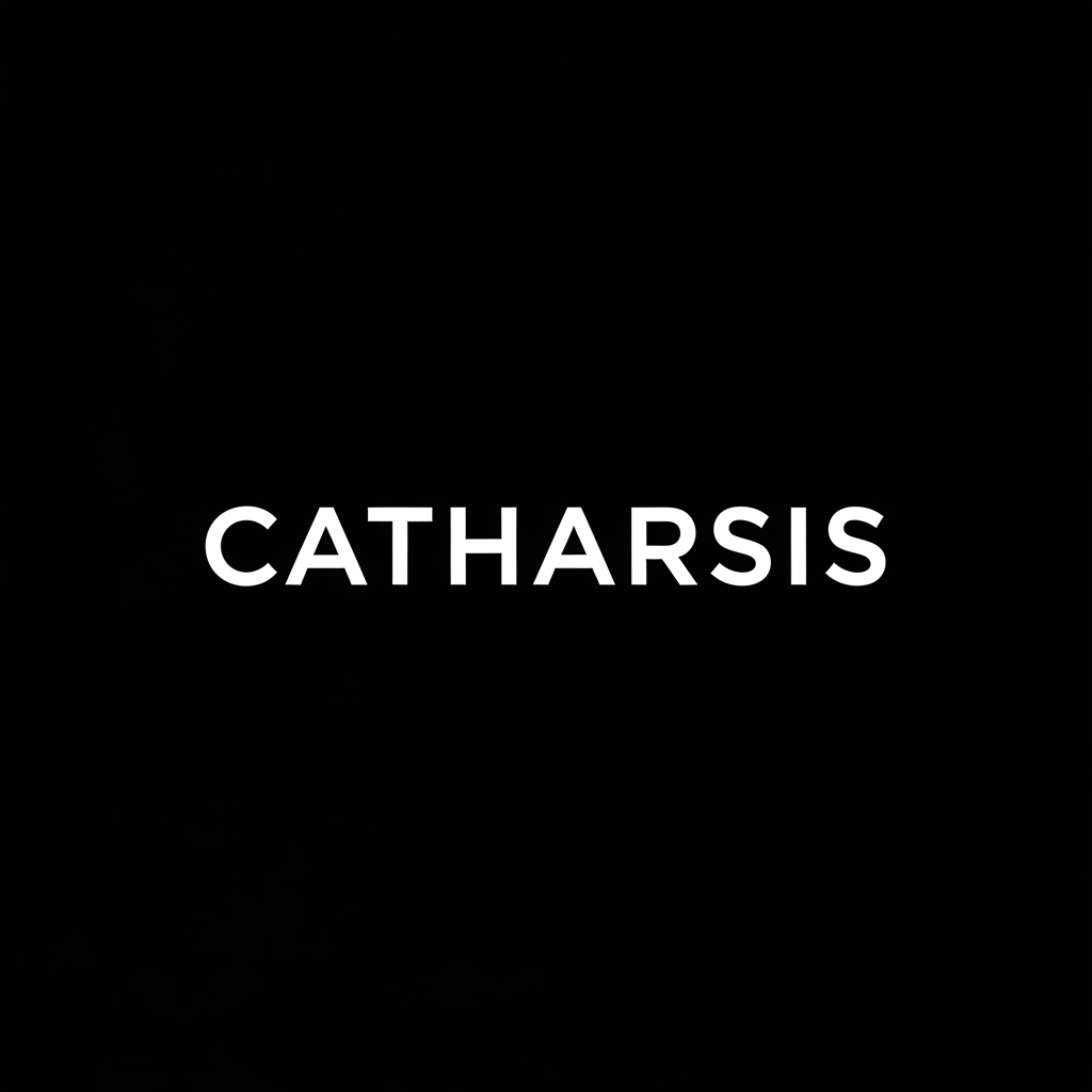 AI Design for the logo catharsis white logo and black back