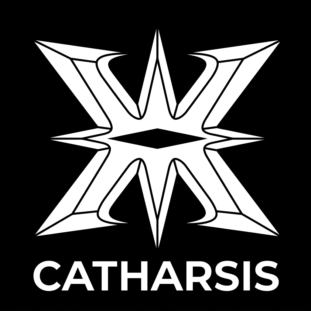 AI Design for the logo catharsis white logo and black back in 2D