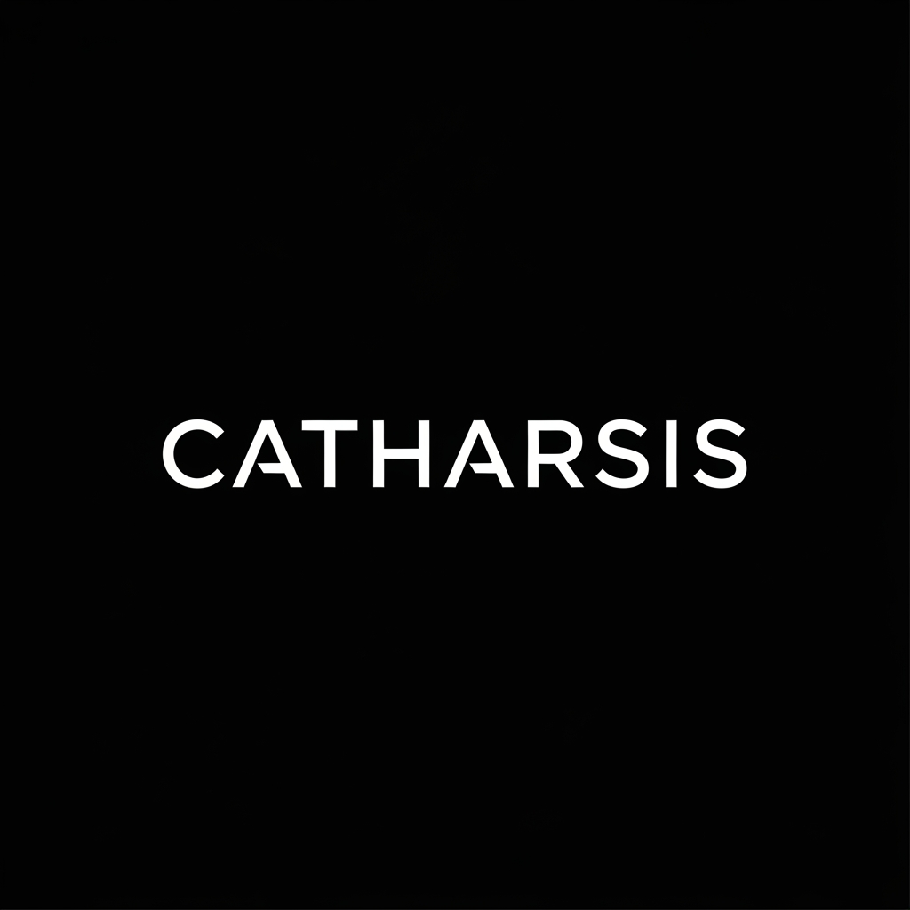 AI Design for the logo catharsis white logo and black back