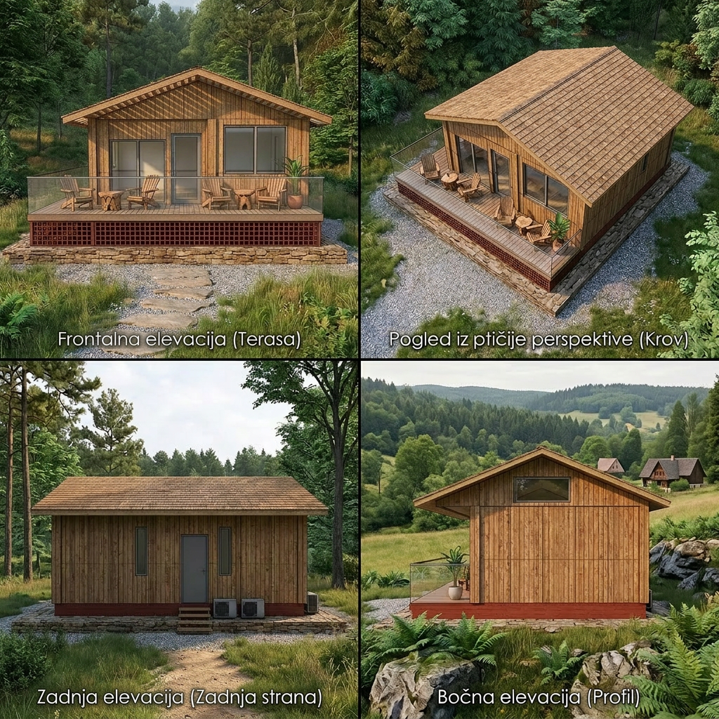 AI Design for mozes da naparvis da ima prilaz i da krov bude drven i da nema prozor na krovu