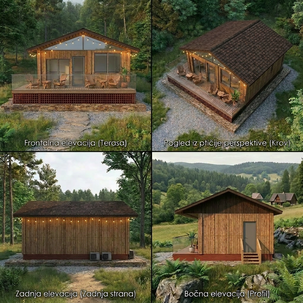 AI Design for da li bi mogla da na frontalnoj elevaciji stavis da stavis da ispod krova ima prozor i da ide od ivice do ivice koriva i da vrata sa zadnje elevacije stavis na bocnu elavaciju
