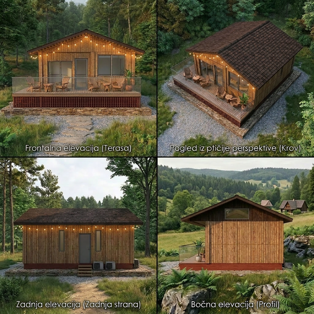 AI Design for da li mogla da napravis da ima neke lampice i da krov bude malo tamnije boje drveta