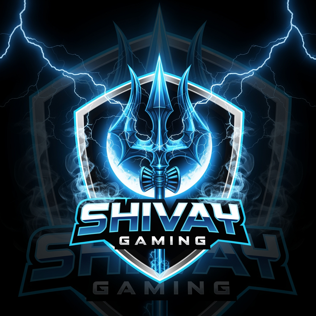 AI Design for Create a premium esports gaminYouTube Banner Prompt for "SHIVAY GAMING"
Create a professional YouTube gaming banner for "SHIVAY GAMING". Dark black and electric blue theme. A large glowing blue Trishul (trident) in the center with a crescent moon and mystical energy aura. Powerful lightning effects, smoke, and cinematic gaming atmosphere. The text "SHIVAY GAMING" should be bold, futuristic, and esports-style with a neon blue glow. Add subtle gaming elements such as a controller, keyboard, or gaming headset blended into the background. High-detail, modern, clean, premium YouTube channel art, 2560×1440 resolution, ultra-HD, professional gaming branding, blue and silver color palette.
Short Banner Text Ideas:
SHIVAY GAMING
Conquer Every Match
Play • Dominate • Repeat
Gaming with Power
Fearless Gameplay
Recommended Colors:
Electric Blue (#00BFFF)
Dark Black (#0A0A0A)
Silver (#C0C0C0)
YouTube Banner Size:
2560 × 1440 px
Keep important text/logo in the center safe area (1546 × 423 px)g logo for "SHIVAY GAMING". Feature a glowing blue Trishul (trident) as the central symbol, with a crescent moon behind it. Use a dark black background with electric blue lightning, mystical energy aura, and subtle smoke effects. Add bold futuristic esports-style typography for "SHIVAY GAMING". The design should look powerful, modern, clean, and professional for a YouTube gaming channel. High-detail vector style, sharp edges, 4K quality, gaming mascot logo, blue and silver color scheme. Design an aggressive esports logo for "SHIVAY GAMING" with a glowing neon-blue Trishul, fierce energy effects, lightning, dark background, bold 3D gaming text, modern esports shield, professional YouTube gaming branding, ultra-detailed vector artwork, blue and black theme, 4K.