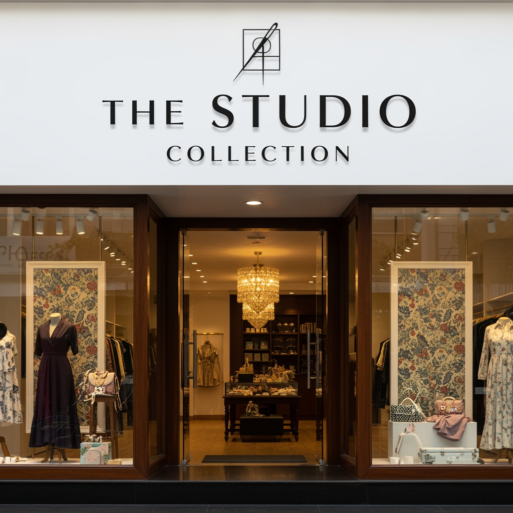AI Design for The Studio Collection creates a logo boutique shop Cochin font family