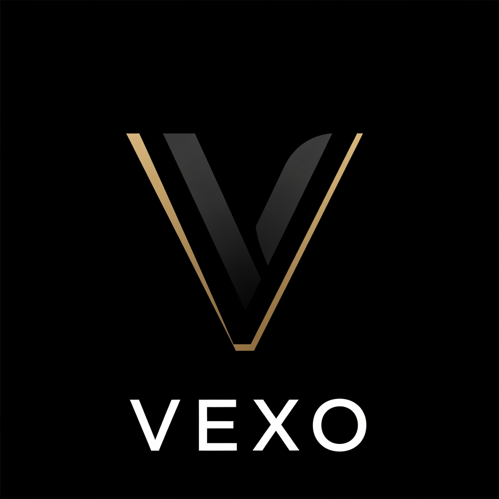 AI Design for Design a minimalist, dark-aesthetic logo for a self-improvement brand called 'Vexo'. The logo should feature only the letter 'V' as the central icon — no full wordmark or additional text. Use a bold, modern, geometric sans-serif style for the 'V', with sharp clean lines or a subtle gradient. Color palette: deep black, charcoal grey, with an accent of muted gold, electric blue, or neon purple for contrast. The overall feel should be sleek, powerful, and introspective — evoking growth, transformation, and mental strength. Avoid clutter, gradients should be subtle, and the design should work well as a small app icon as well as a large logo. Square format, transparent or black background