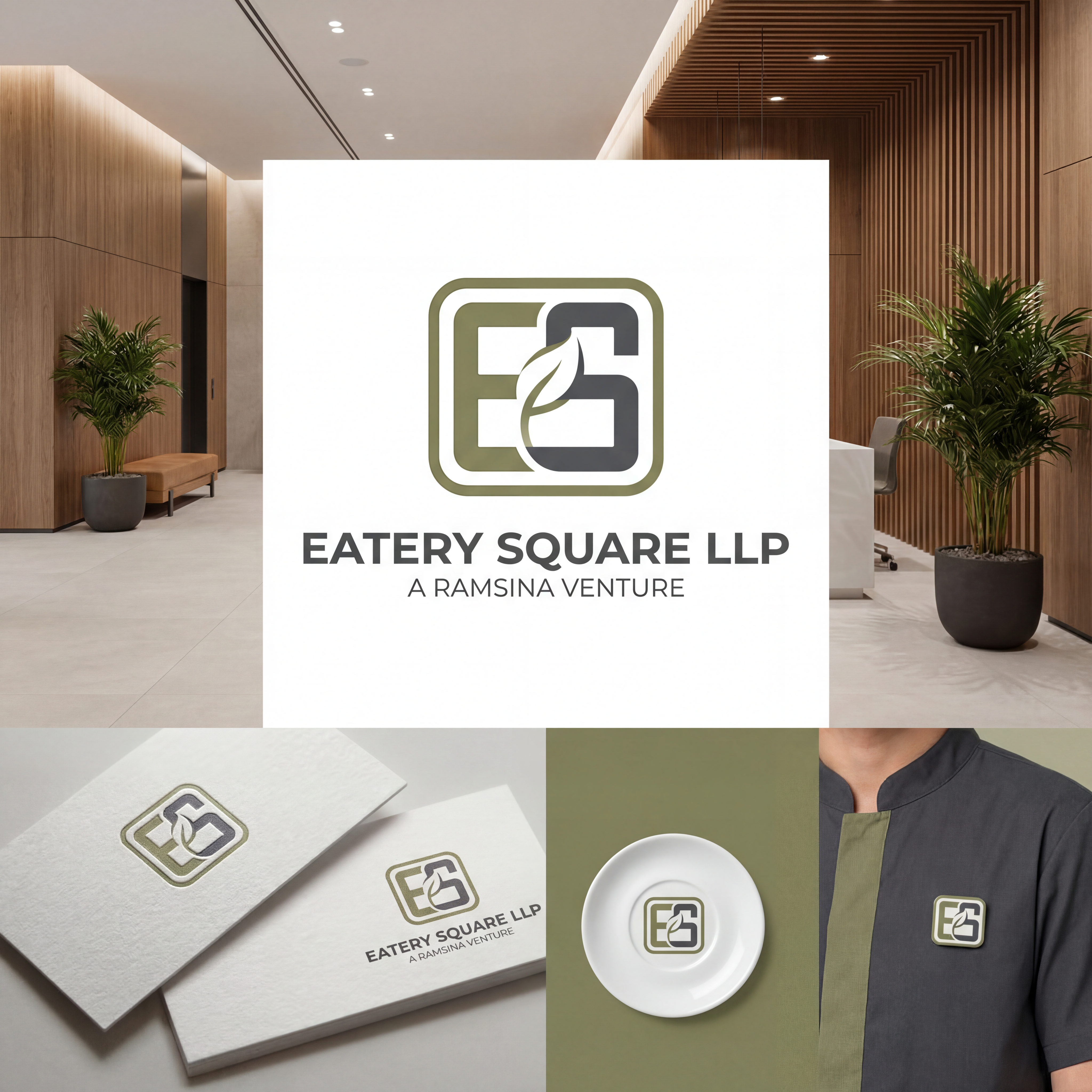 AI Design for we need a logo and brand identity for our new sister company, Eatery Square LLP.
Eatery Square LLP is a hospitality venture under Ramsina and will include hotels, food malls, spas and other hospitality experiences.
Requirement:
Minimal and sophisticated logo
Subtle incorporation/inspiration of leaf
Should be versatile