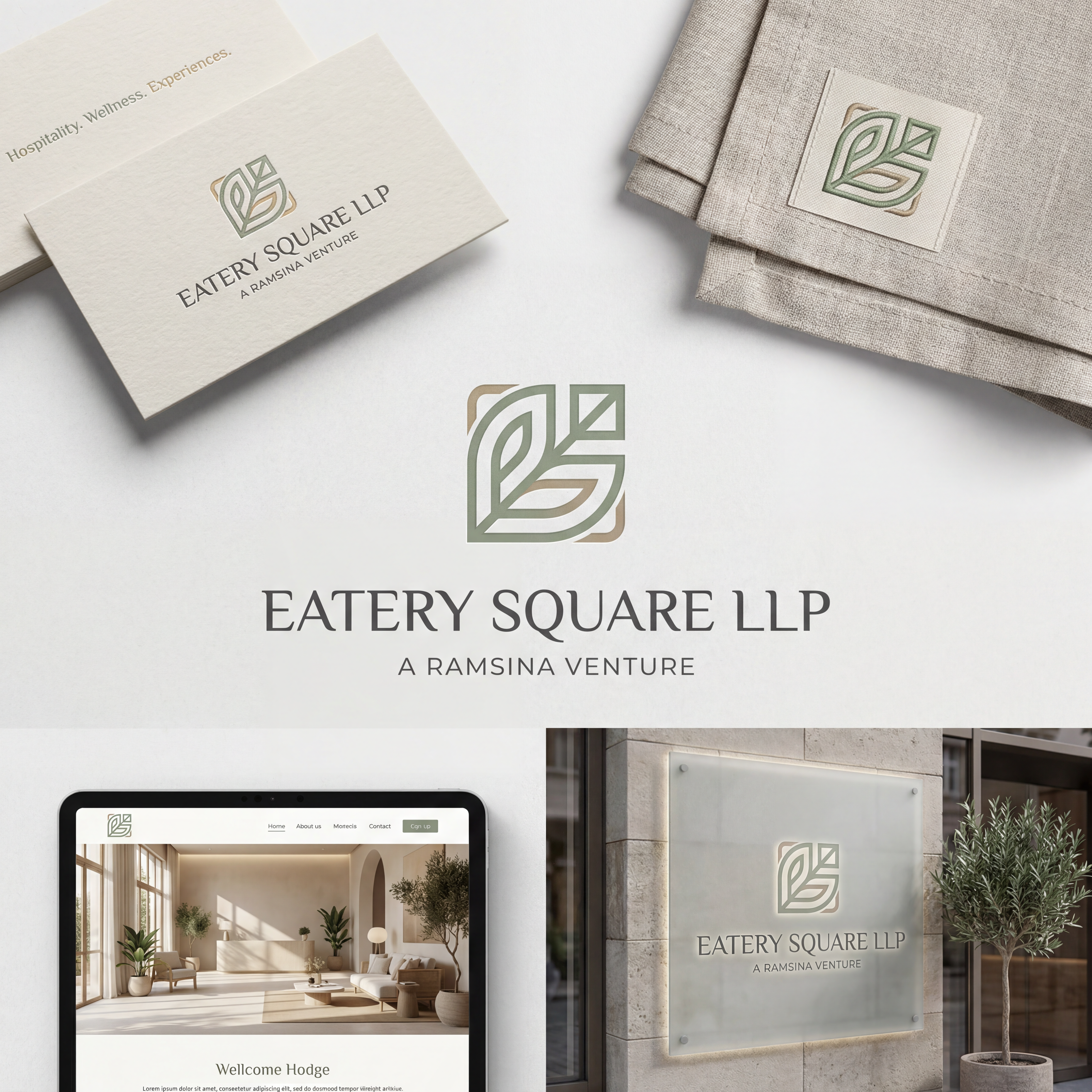 AI Design for we need a logo and brand identity for our new sister company, Eatery Square LLP.
Eatery Square LLP is a hospitality venture under Ramsina and will include hotels, food malls, spas and other hospitality experiences.
Requirement:
Minimal and sophisticated logo
Subtle incorporation/inspiration of leaf
Should be versatile