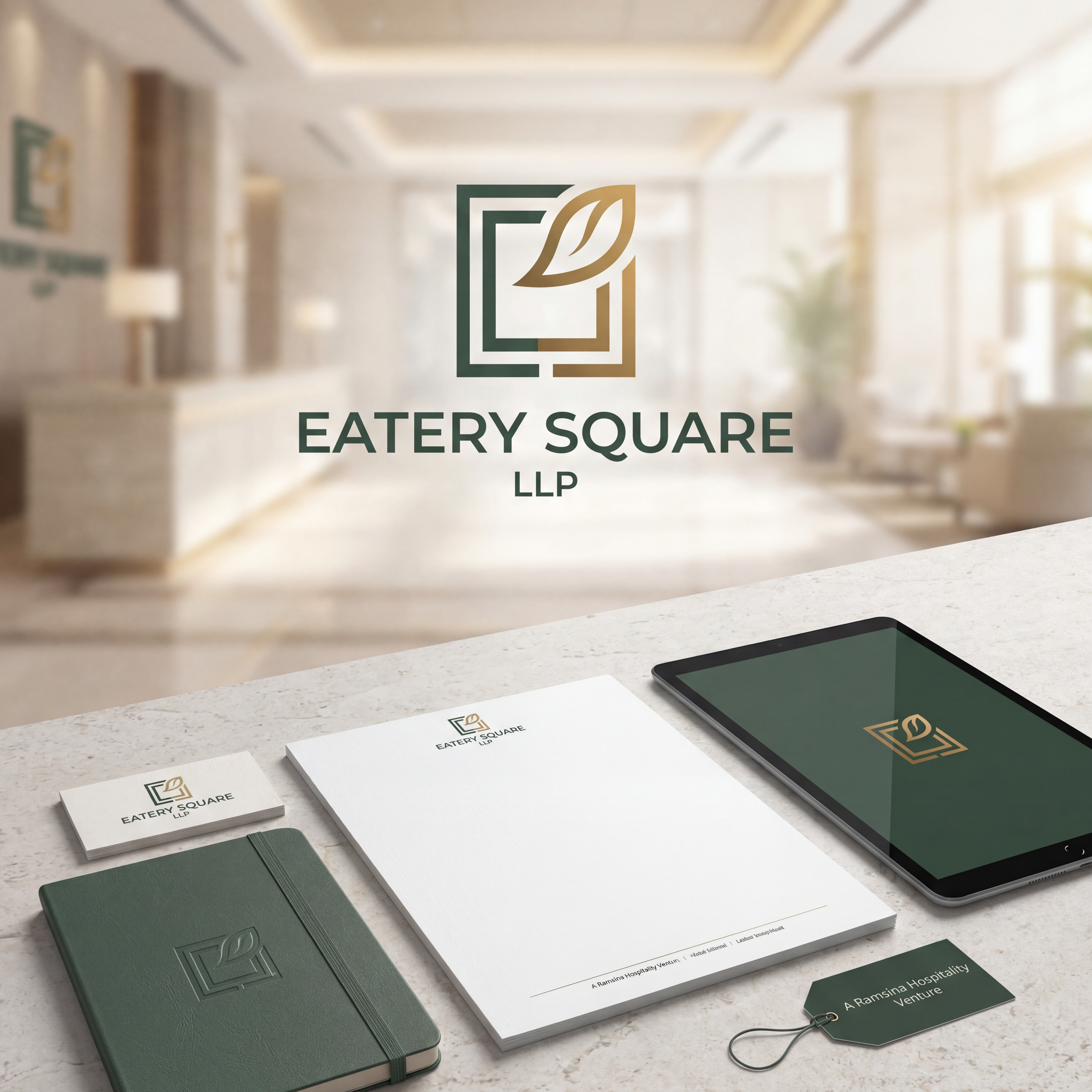 AI Design for we need a logo and brand identity for our new sister company, Eatery Square LLP.
Eatery Square LLP is a hospitality venture under Ramsina and will include hotels, food malls, spas and other hospitality experiences.
Requirement:
Minimal and sophisticated logo
Subtle incorporation/inspiration of leaf
Should be versatile
