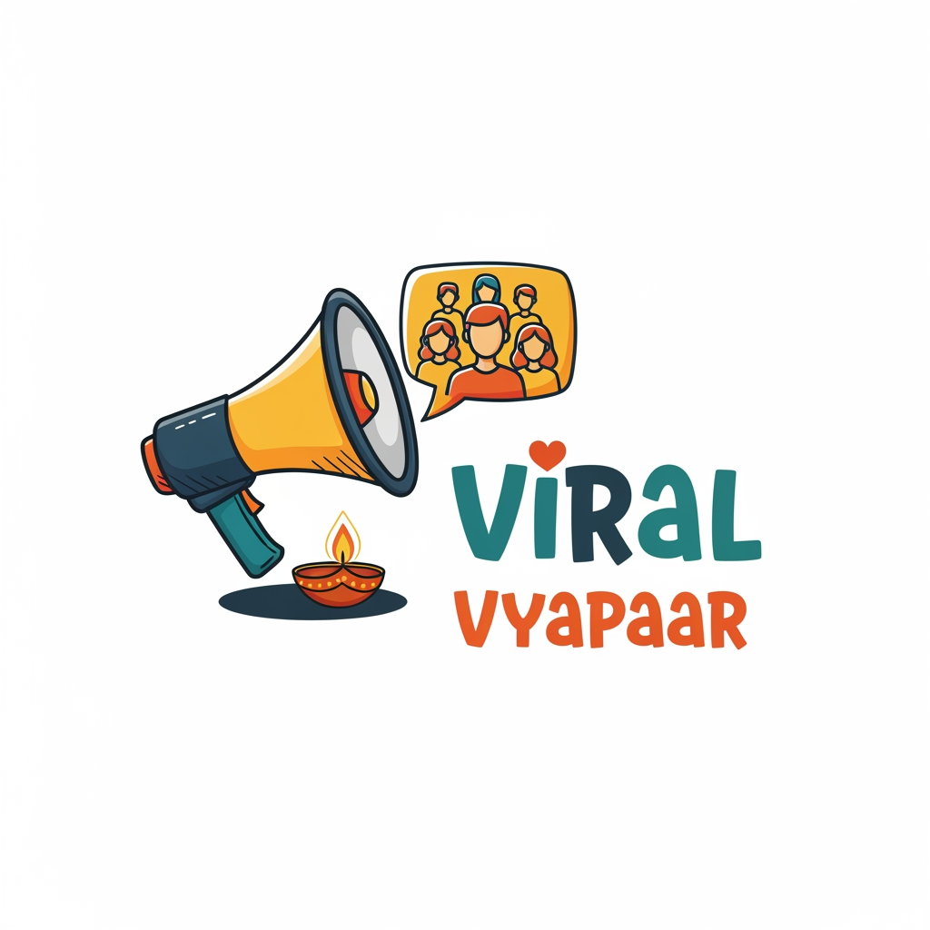 AI Design for make a UGC marketing reel agency logo the name of agency is viral vyapaar this is logo is look like desi and witty touch