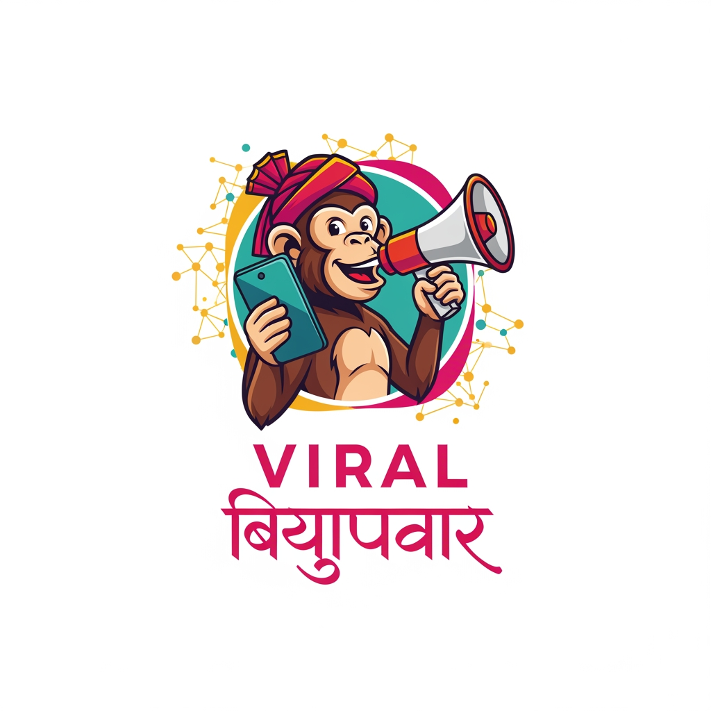 AI Design for make a UGC marketing reel agency logo the name of agency is viral vyapaar this is logo is look like desi and witty touch