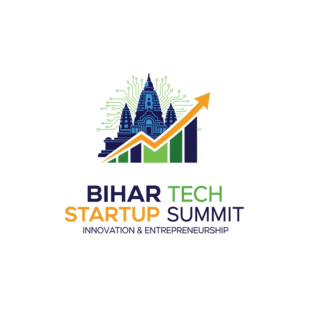 AI Design for logo for Bihar Tech Startup Summit, a one day landmark event to position Bihar as an emerging, serious hub of innovation and entrepreneurship