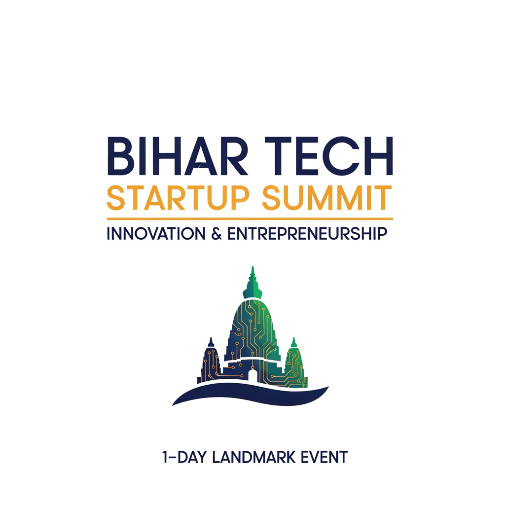 AI Design for logo for Bihar Tech Startup Summit, a one day landmark event to position Bihar as an emerging, serious hub of innovation and entrepreneurship