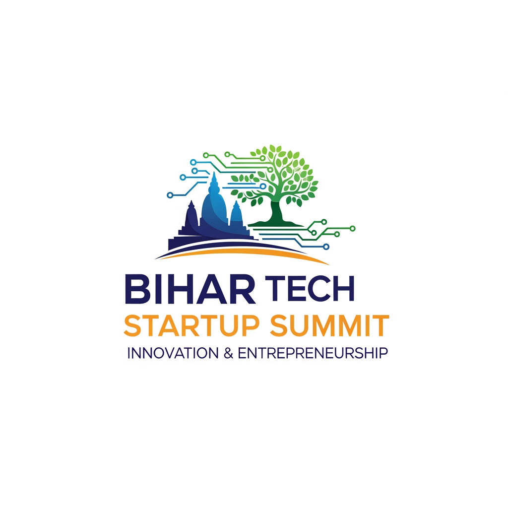 AI Design for logo for Bihar Tech Startup Summit, a one day landmark event to position Bihar as an emerging, serious hub of innovation and entrepreneurship