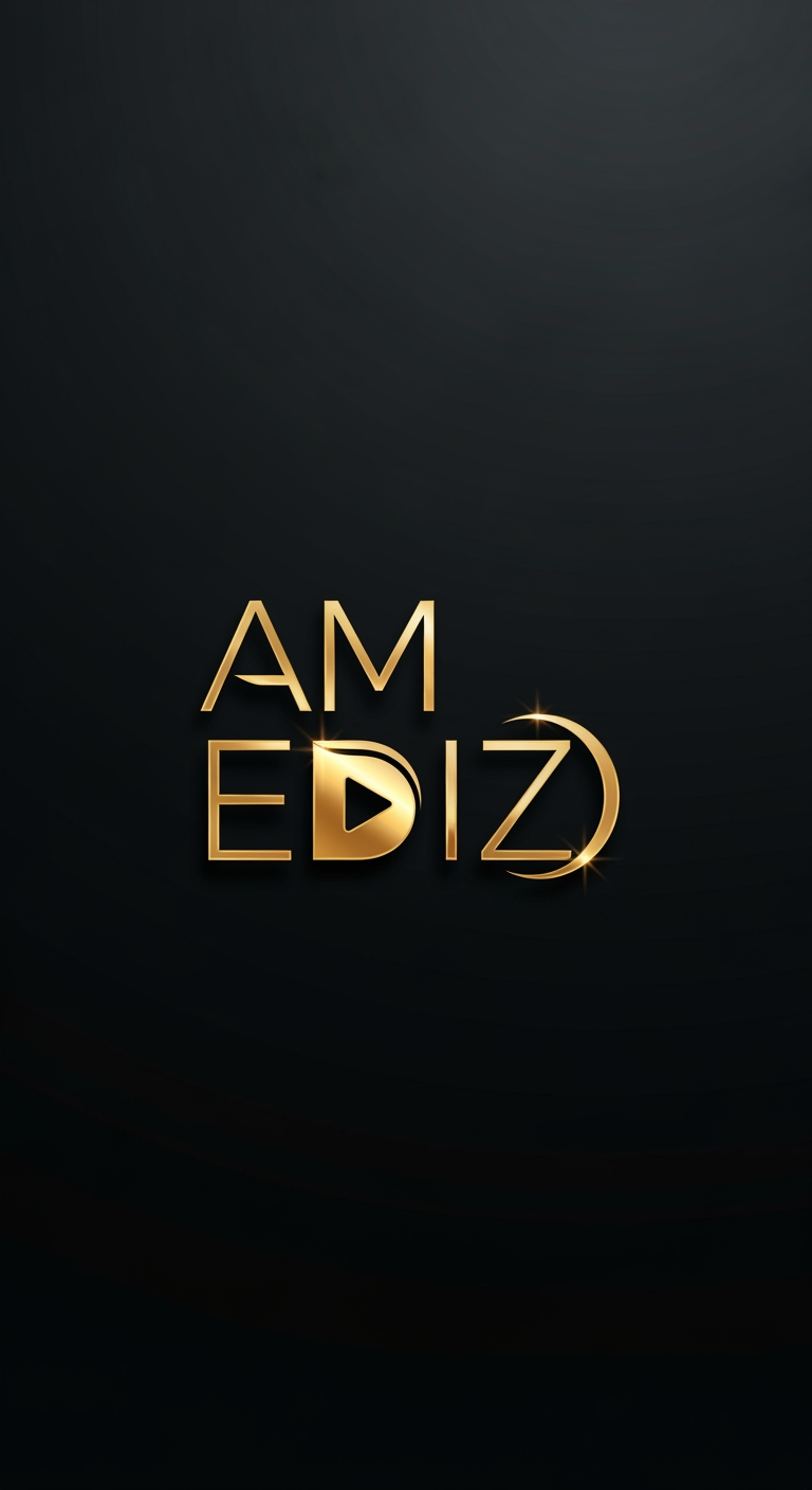 AI Design for Design a premium modern logo for "AM EDIZ", a professional video editing and AI content creation brand. Minimalist typography, cinematic style, sleek metallic accents, creative play button integrated into the letters, dark background, luxury branding, clean vector design, professional, memorable, high-end digital media company logo, 3D depth, ultra sharp, black and gold color scheme.