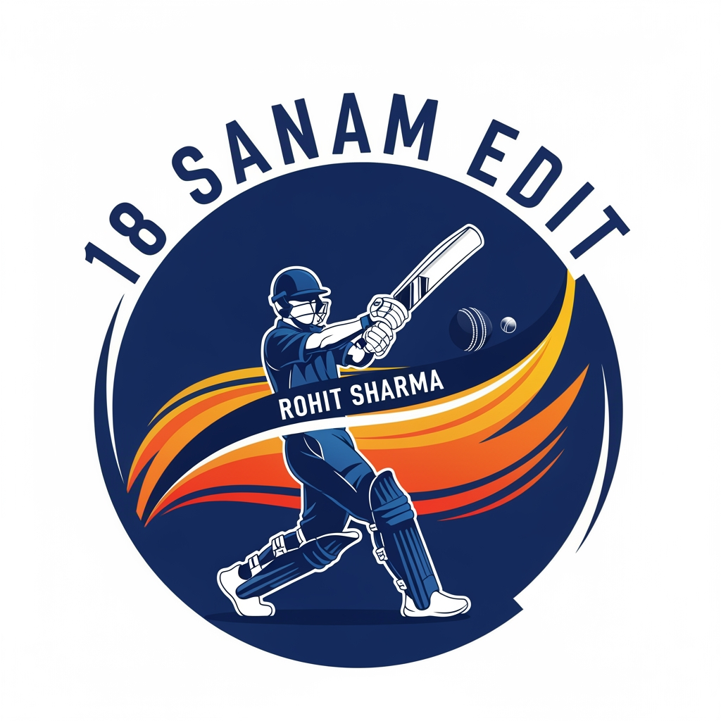 AI Design for create logo for 18 Sanam Edit with cricket player name: rohit sharma
