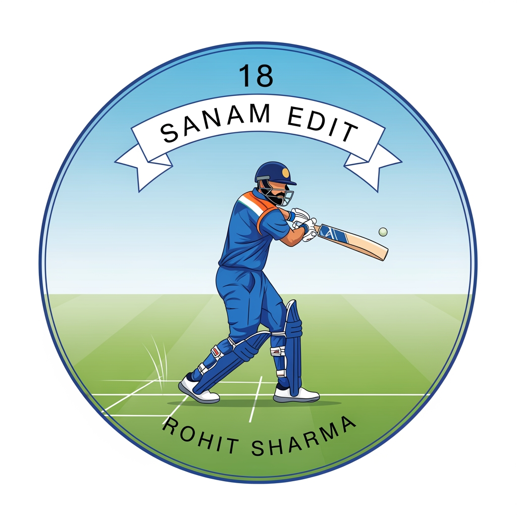 AI Design for create logo for 18 Sanam Edit with cricket player name: rohit sharma