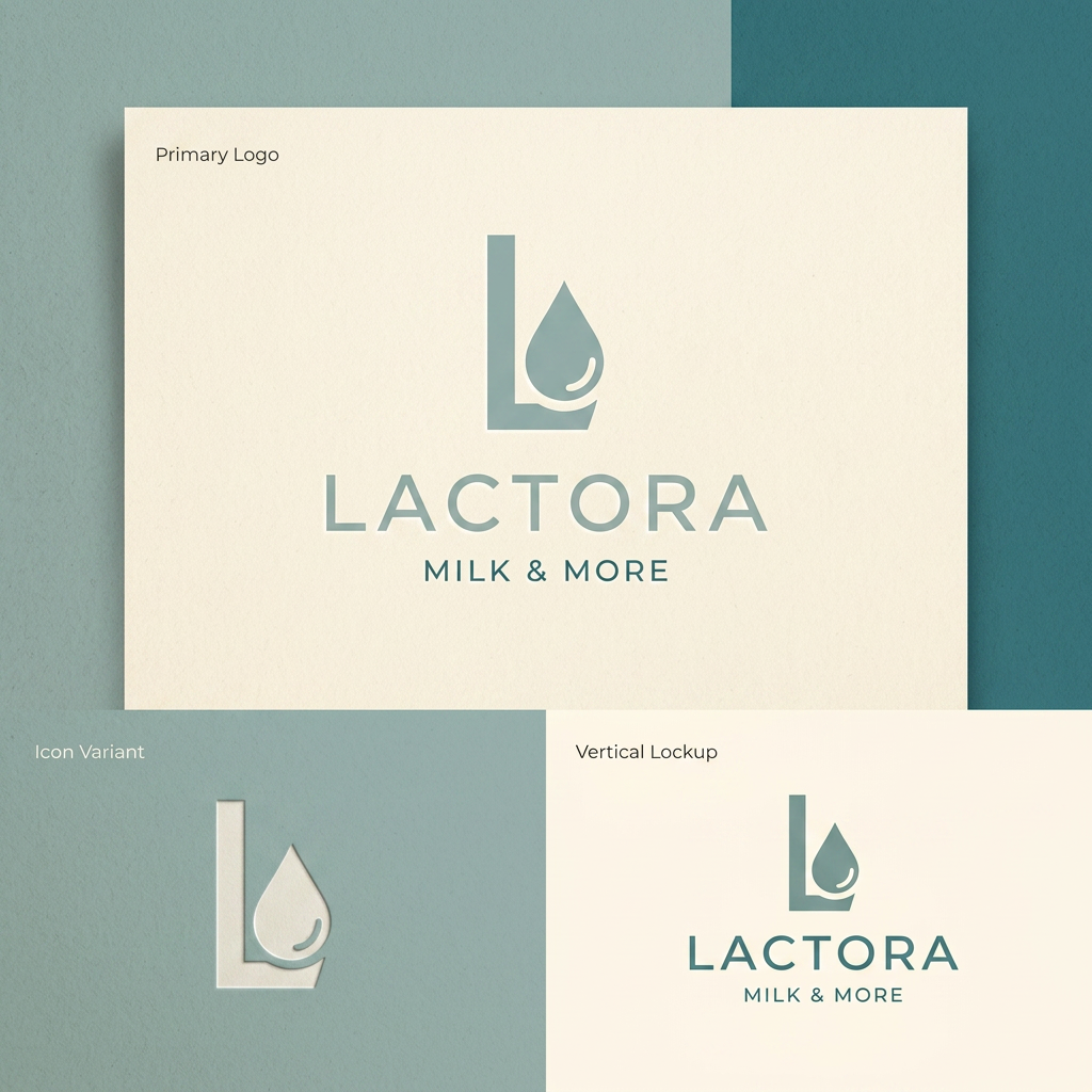 AI Design for Create logo for Ecommerse website name Lactora related to sale milk and milk product. give me proper simple logo for my company.