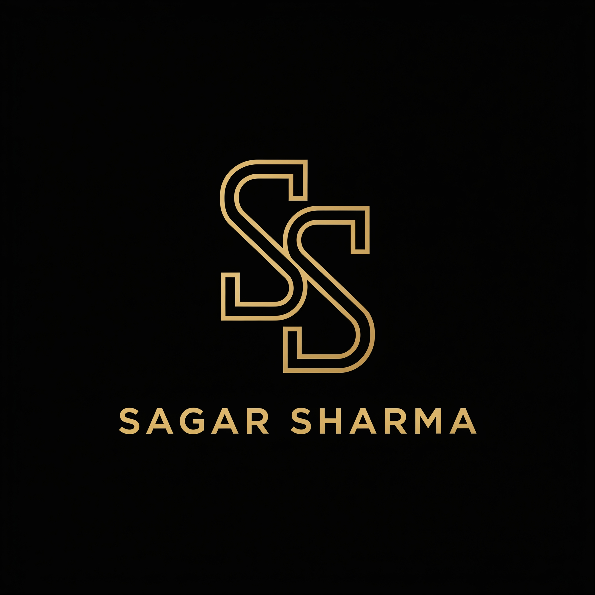 AI Design for Design an elite luxury logo for "Sagar Sharma" featuring an elegant SS monogram. Minimalist, premium, sophisticated, modern branding style similar to top global agencies. Clean typography, strong visual identity, black background with gold logo, vector format, luxury business aesthetic, professional and memorable, suitable for a personal brand and digital agency.