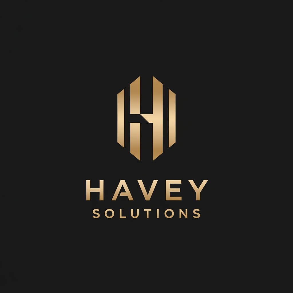 AI Design for # Premium Luxury Logo Prompt for Havey Solutions

Design an **iconic, ultra-premium, billionaire-brand quality logo** for **Havey Solutions**, a global technology and digital transformation company. The logo should communicate **prestige, intelligence, innovation, trust, and long-term authority**.

Create a **custom geometric monogram** centered around the letter **H**, crafted with flawless symmetry, precision, and negative space. The design should feel instantly recognizable and timeless—something that could stand alongside the world's most respected luxury and enterprise brands.

**Design Style**

* Minimal but unforgettable
* Luxury corporate aesthetic
* Swiss-inspired grid system
* High-end fintech and enterprise technology feel
* Elegant geometric construction
* Bold yet understated
* Flat vector design
* Timeless, not trendy
* Premium brand identity
* Museum-quality simplicity

**DO NOT USE**

* Generic tech icons
* Circuit lines
* Light bulbs
* Gears
* Globes
* Pixel effects
* AI brain icons
* Rockets
* Chat bubbles
* Clipart
* Stock elements
* Overly complex graphics

**Visual Language**

* Hidden negative-space symbolism
* Precision-engineered proportions
* Architectural balance
* Subtle forward movement
* Premium luxury branding
* Strong silhouette
* Exceptional readability at every size

**Luxury Color Palette**

* Deep Obsidian Black (#0A0A0A)
* Rich Champagne Gold (#C8A96A)
* Platinum Silver (#E5E5E5)
* Ivory White (#F8F8F8)

The gold should appear as refined metallic luxury—not bright yellow or flashy.

**Typography**

* Custom uppercase sans-serif
* Wide tracking
* Elegant spacing
* Clean, sophisticated, executive feel
* Premium editorial aesthetic
* High-end consulting firm style

**Mood**
Confident. Elite. Intelligent. Powerful. Exclusive. Global. Trustworthy. Sophisticated.

The final logo should look like it belongs on:

* A glass skyscraper headquarters
* Executive business cards with gold foil
* Luxury investor presentations
* Premium website hero section
* International technology conference stage
* Fortune 500 annual reports

**Rendering Requirements**

* Ultra-clean vector quality
* Perfect symmetry
* Crisp edges
* Minimal composition
* White background version
* Matte black background version
* Gold foil mockup
* Monogram-only version
* Full logo lockup
* High-end brand presentation

Overall impression: **quiet luxury, executive sophistication, and world-class enterprise branding**—a logo that looks worth billions rather than simply looking modern.