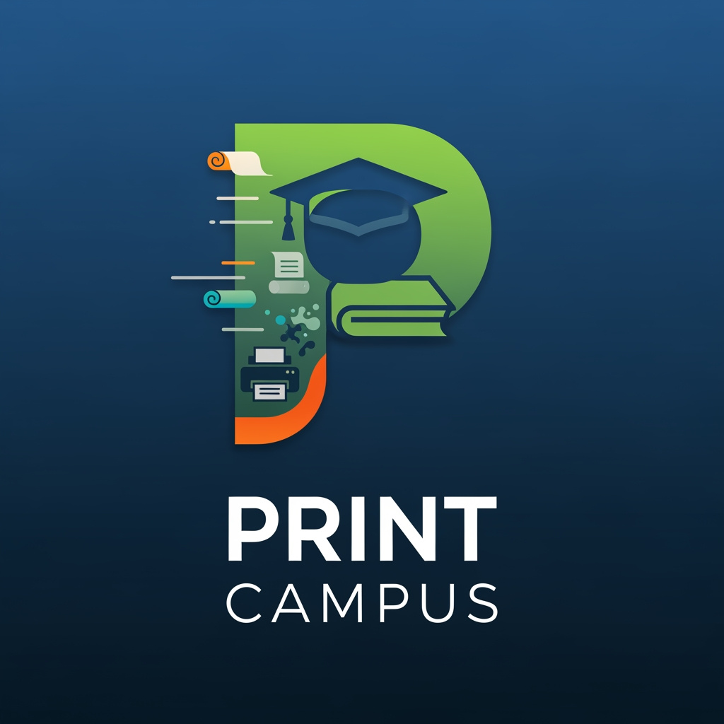 AI Design for Create a cachy and attractive , profassional logo for this app anme - PRINT CAMPUS