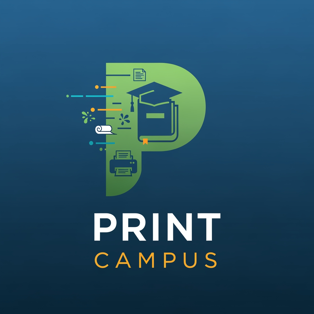 AI Design for Create a cachy and attractive , profassional logo for this app anme - PRINT CAMPUS