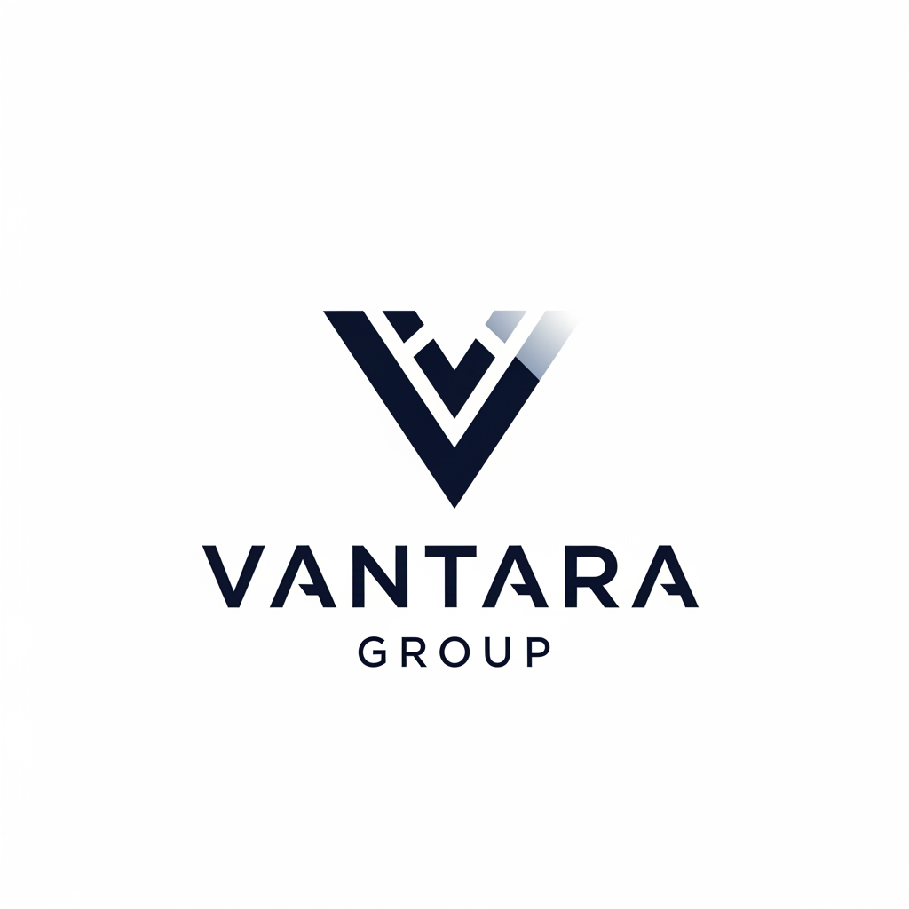 AI Design for create a logo for a real estate group "vantara group". and use a inverted "V" monogram in a way it looks roof of a house