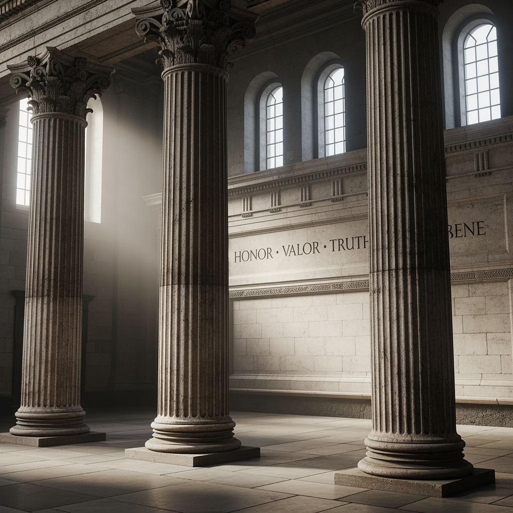 AI Design for add 3 pillars before text