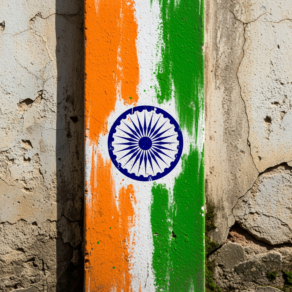 AI Design for add bold thick vertical indian tricolour line