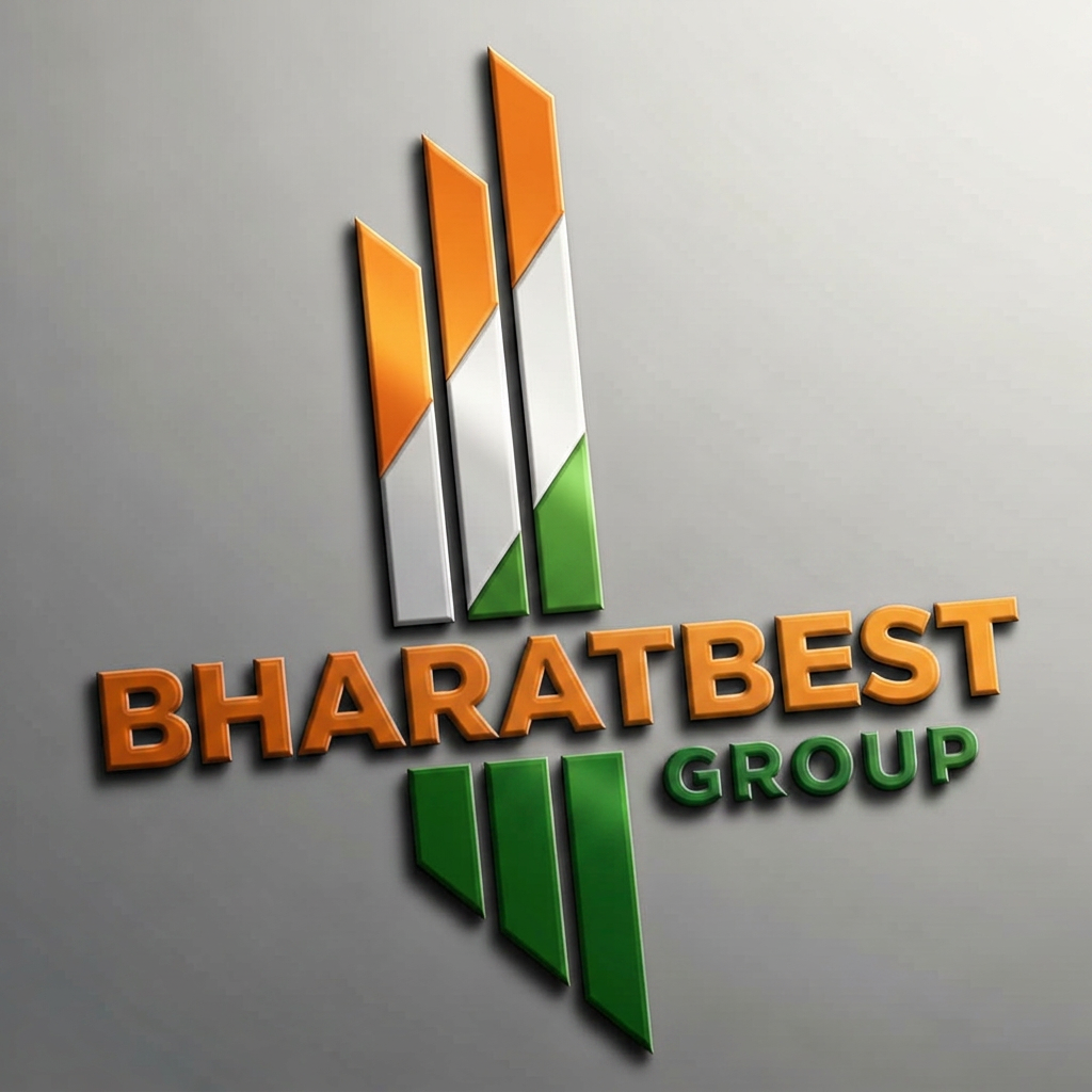 AI Design for change bharatbest to orange and group to green with embossed text
