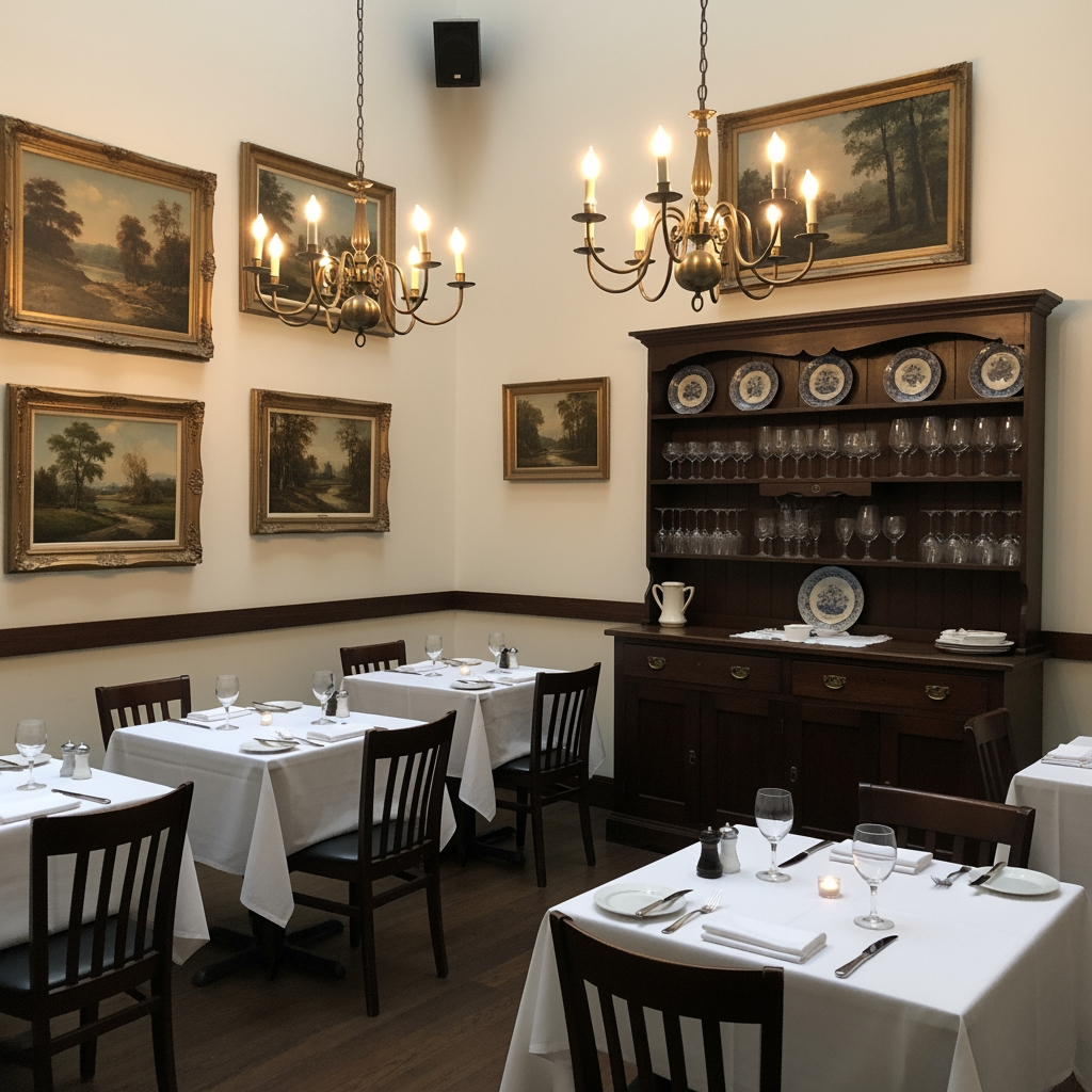 AI Design for crea una sala  non molto grande di un ristorante stile classico