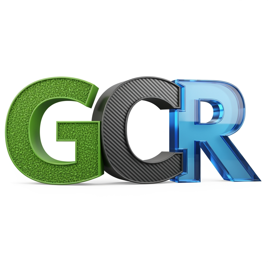 AI Design for create a 3d logo named GCR, in which G,C,R should come in the logo as the full form is Green Carbon Research Solutions.  now give me some more options in which dont write the full form. give with transparent background