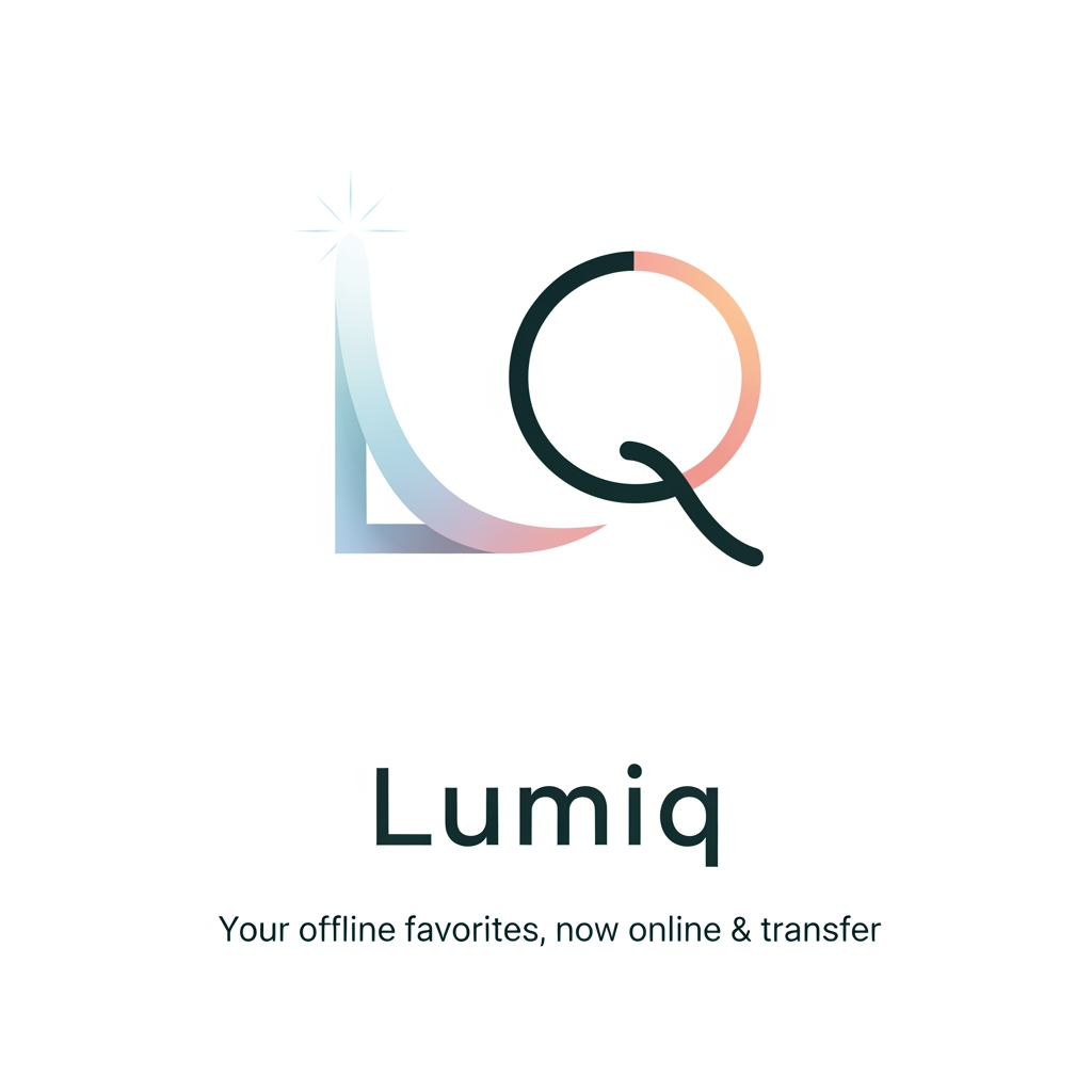 AI Design for generate a minimal logo to our skin care app , app name lumiq slogan your offline favoraites now online & transfer make it minimal