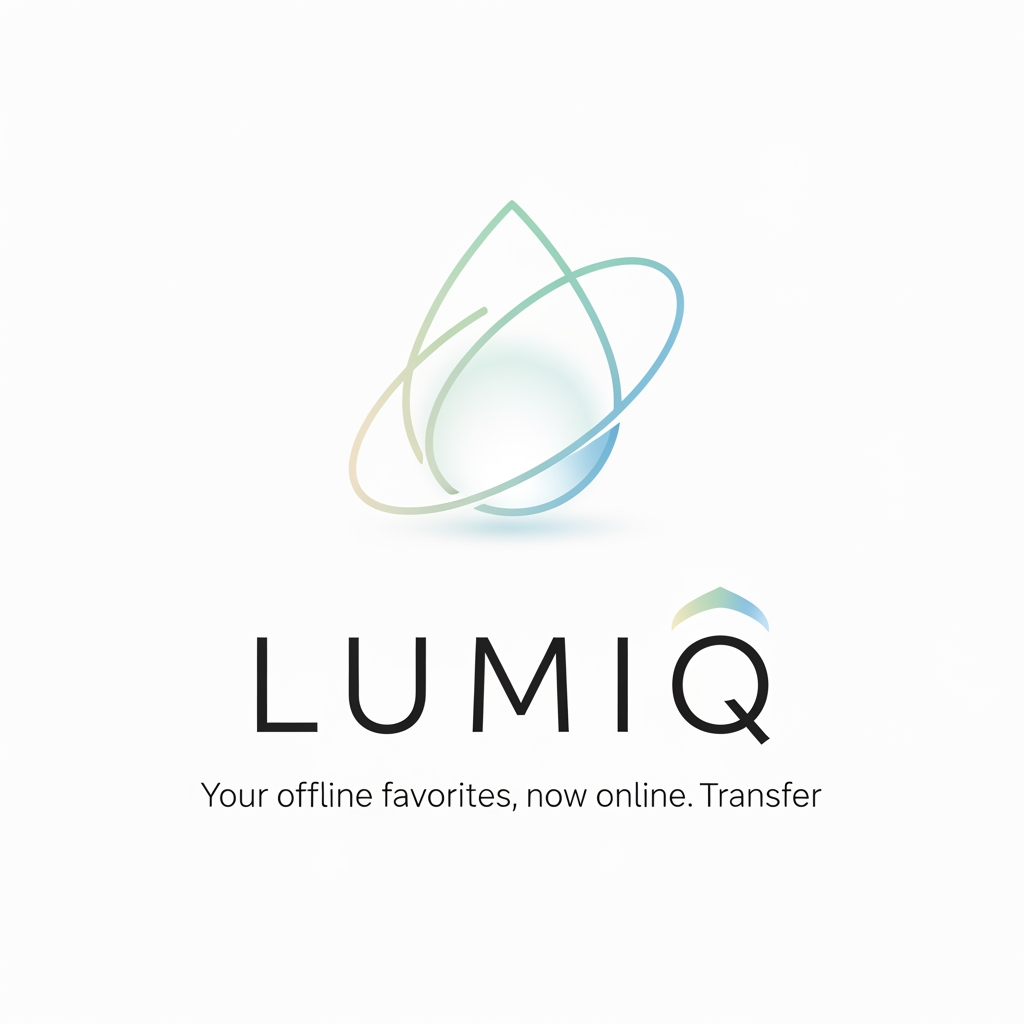 AI Design for generate a minimal logo to our skin care app , app name lumiq slogan your offline favoraites now online & transfer make it minimal