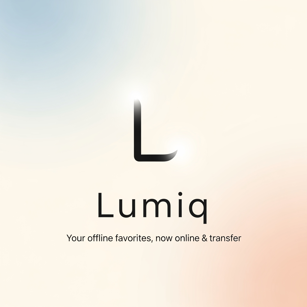 AI Design for generate a minimal logo to our skin care app , app name lumiq slogan your offline favoraites now online & transfer make it minimal