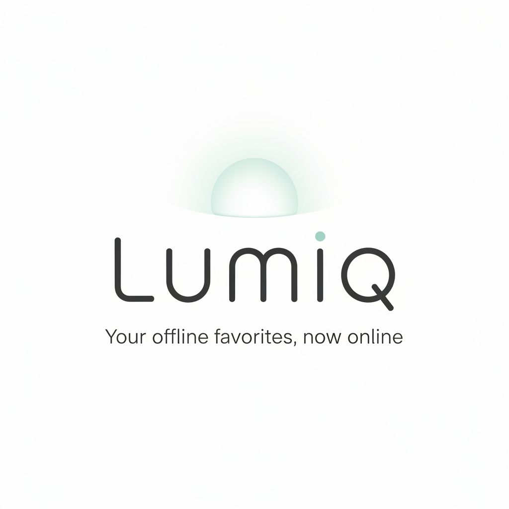 AI Design for generate a minimal logo to our skin care app , app name lumiq slogan your offline favoraites now online & transfer make it minimal
