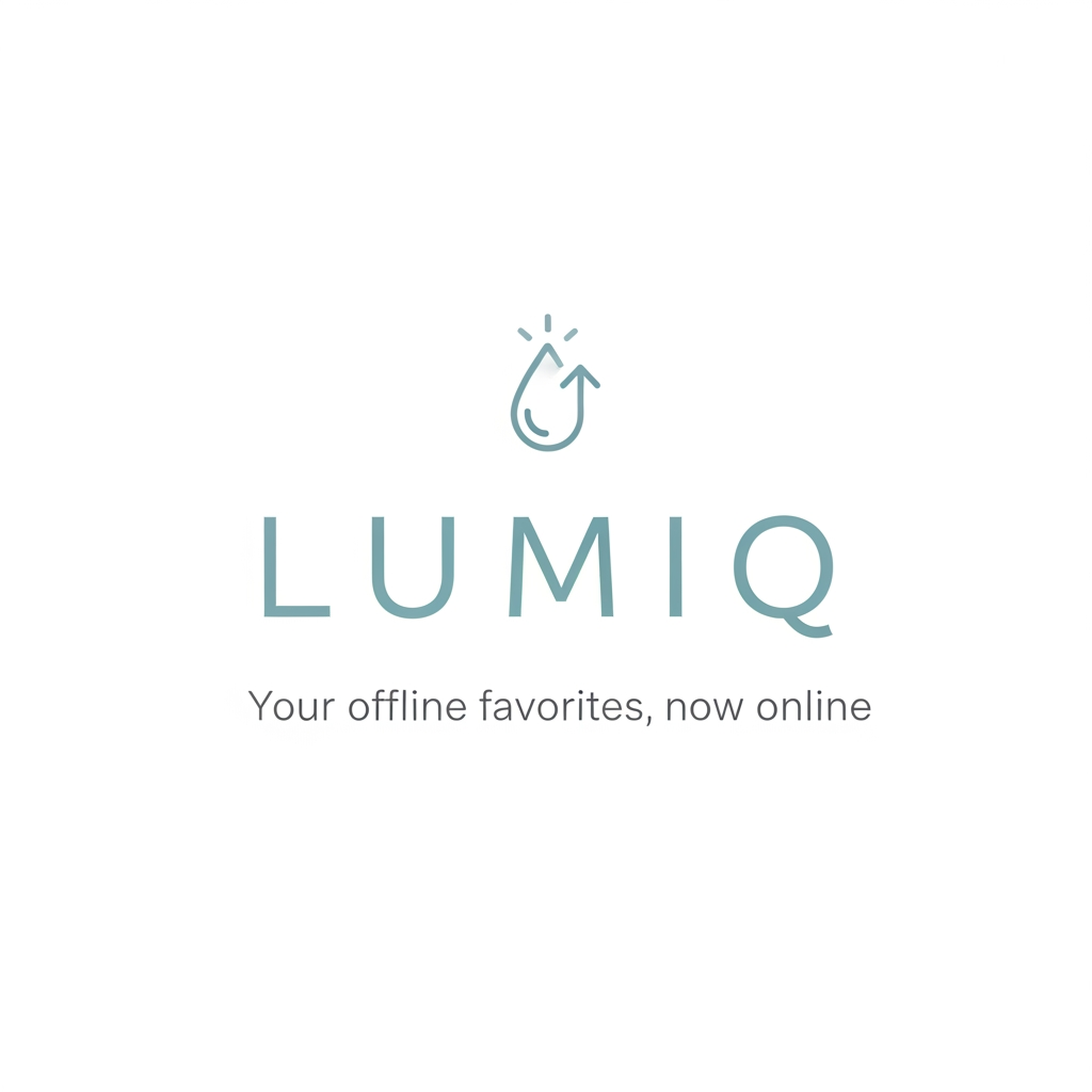 AI Design for generate a minimal logo to our skin care app , app name lumiq slogan your offline favoraites now online & transfer make it minimal