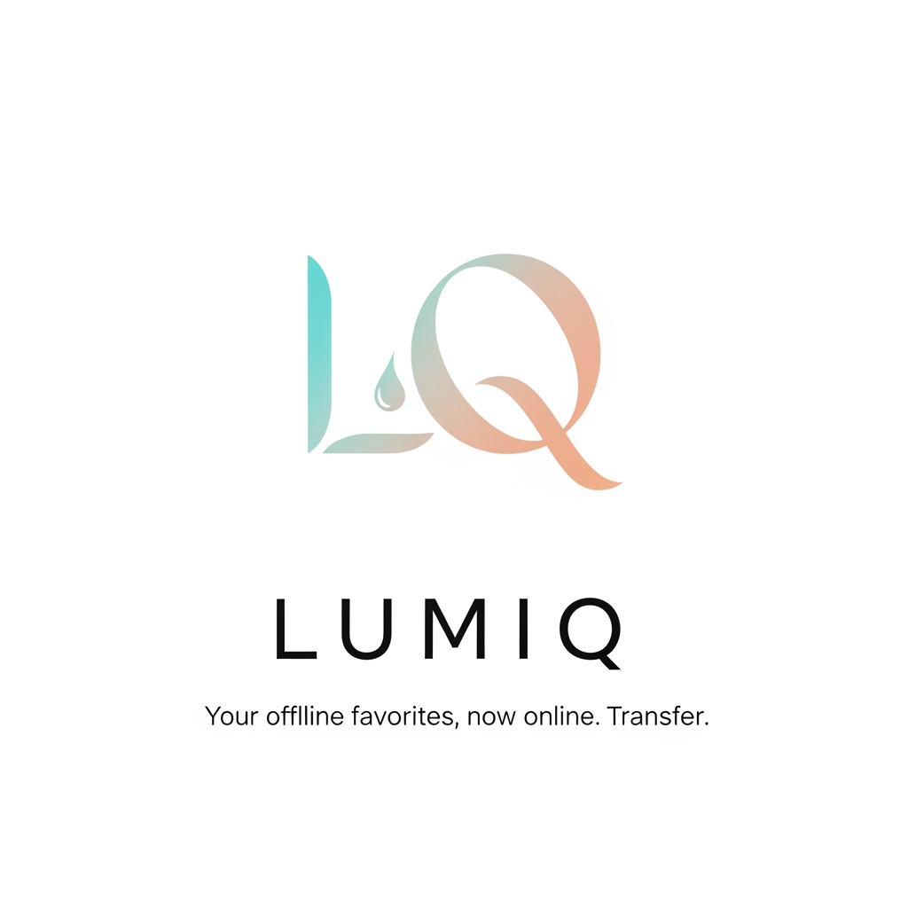 AI Design for generate a minimal logo to our skin care app , app name lumiq slogan your offline favoraites now online & transfer make it minimal