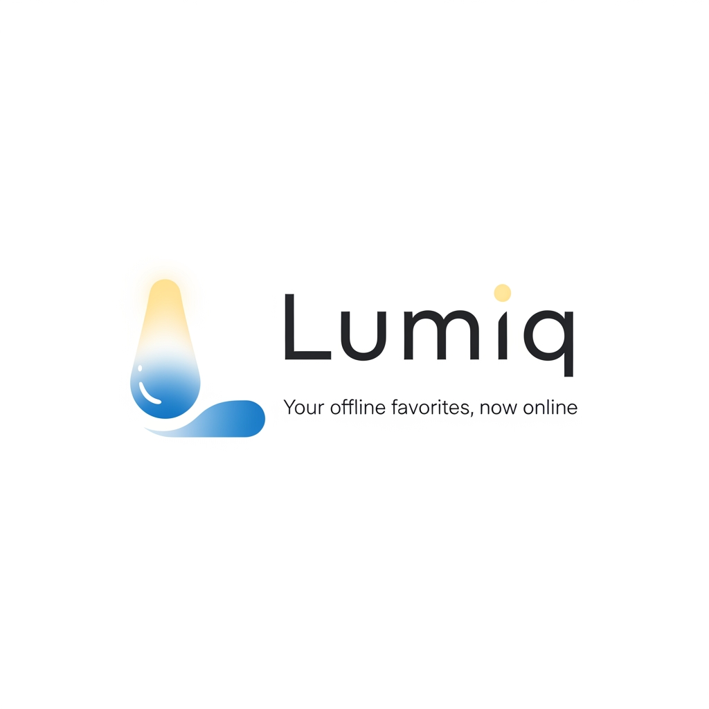 AI Design for generate a minimal logo to our skin care app , app name lumiq slogan your offline favoraites now online & transfer make it minimal