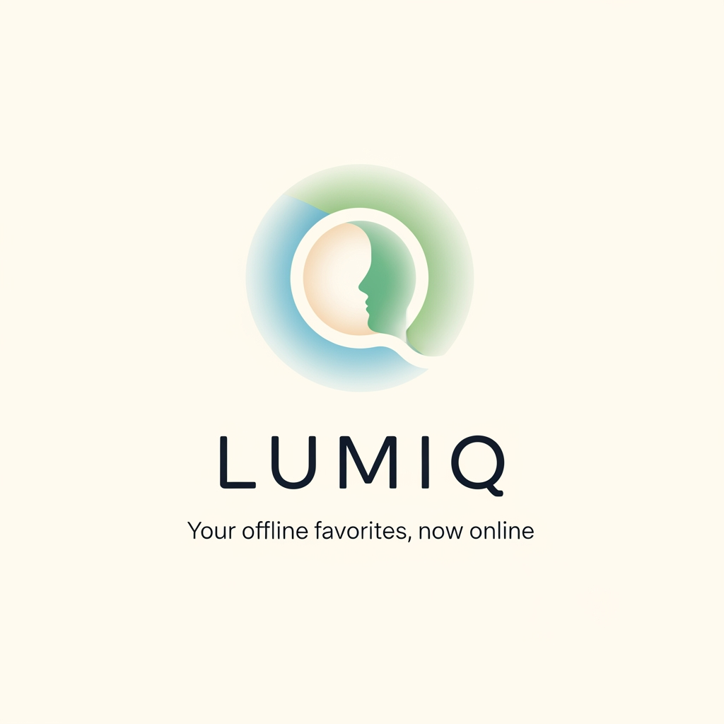 AI Design for generate a minimal logo to our skin care app , app name lumiq slogan your offline favoraites now online & transfer make it minimal